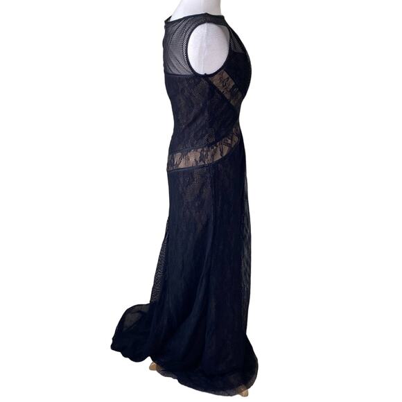 TADASHI SHOJI Mesh Lace Sleeveless Floor Length Evening Gown Style ADH1190L - Picture 3 of 14